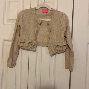 Lilly Pulitzer girls gold crop ruffle sweater size M (6-7)